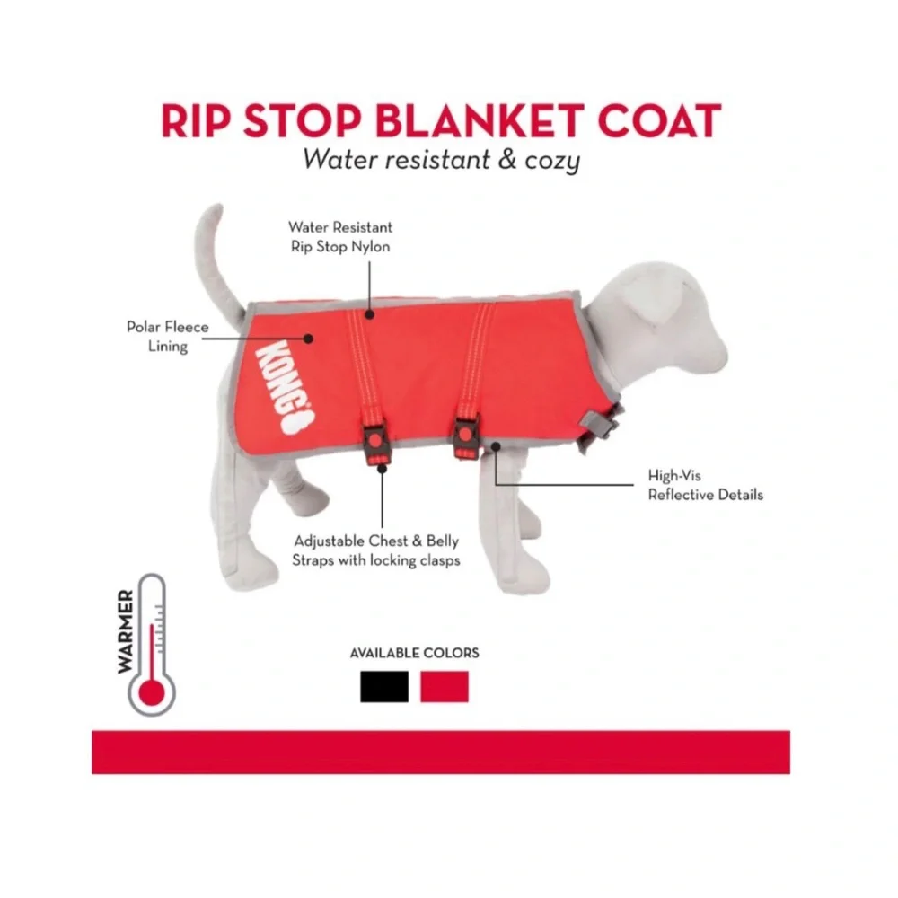 KONG Rip-Stop Dog Blanket Coat Red Small